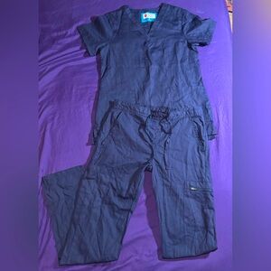 Women’s Scrubs Set Top & Bottom, Navy, Magnus Care Shirt & Pants, S, NEW
